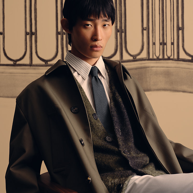Double Baucher tie - Black | Hermès USA